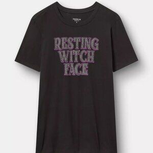 ♥️NWT TORRID TEE -  RESTING WITCH FACE RHINESTONES TEE - HALLOWEEN PLUS SIZE